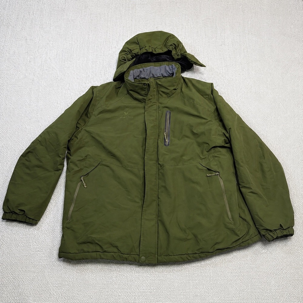 Camel Crown Mens 3XL Olive Green Fleece Lined Hooded Ski Jacket Parka Coat